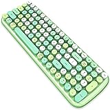 Wireless Bluetooth Keyboard,3 Devices Switchable, Typewriter Style,100-Key,Retro Round...