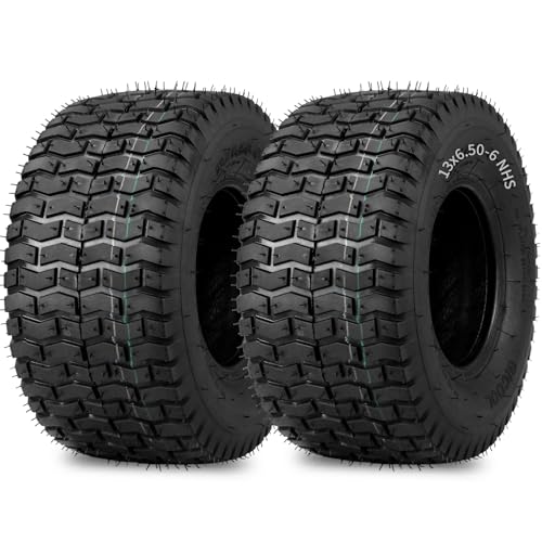 GICOOL (2 Pack) 13x6.50-6 Lawn Mower Tubeless Tire 13x6.5-6 for Tractor Riding Lawnmowers 4 Ply Turf-V Pattern