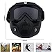 Motorcycle Helmet Riding Goggles Glasses with Removable Face Mask,Detachable Fog-Proof Warm Goggles Mouth Filter Adjustable Non-Slip Strap Vintage Bullet Fight Motocross (Black)