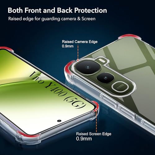 Image of Jkobi Shockproof Crystal-Clear Back Cover for Vivo Y400 (Anti Yellow Case | Drop & Camera Protection | Hard Polycarbonate)