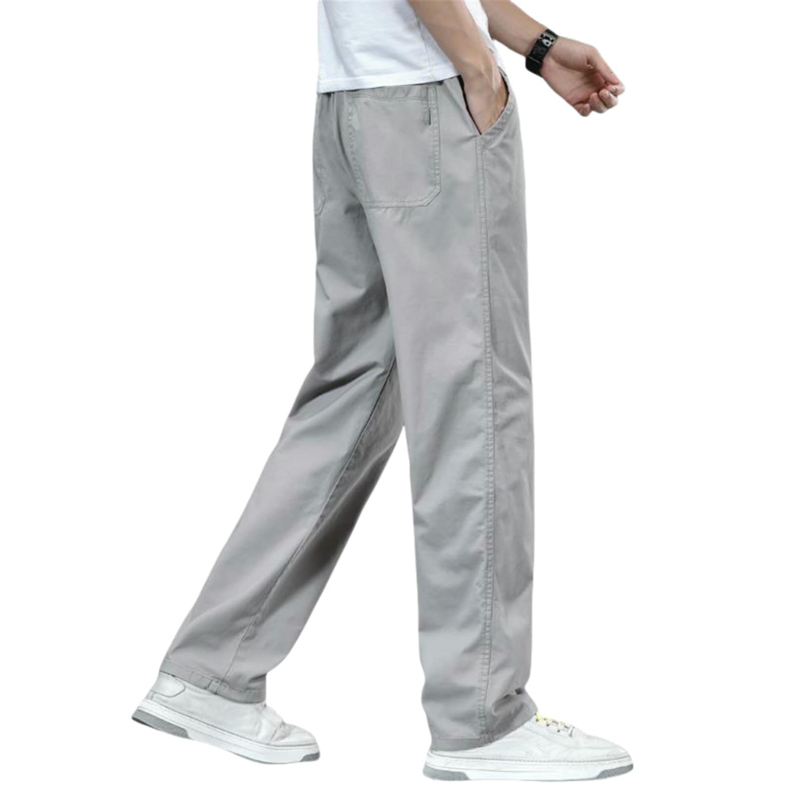 USTZFTBCL Uomo Estate sottile cotone dritto sciolto gamba larga durevole abbigliamento da lavoro pantaloni casual lunghezza intera