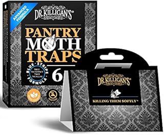 Dr. Killigan's Premium Pantry Food Moth Traps | Moth Killer | Safe, Non-Toxic Moth Catcher with No Insecticides | How to Get Rid of Moths in Your Kitchen | Organic (6, Black)