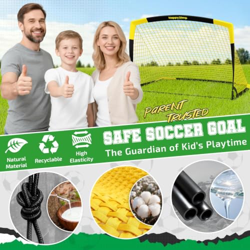 Image of Happy Jump Portable Soccer Goal 7x5 & 5x3.6 FT, Large-Frame Training Net