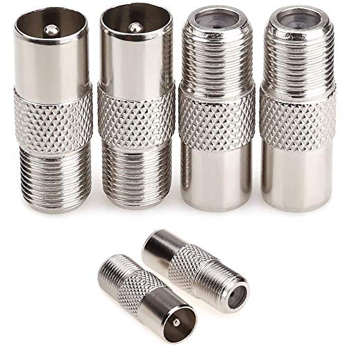 Sourcingmap Lot de 6 adaptateurs coaxiaux pour antenne TV mâle vers Femelle Type T et F
