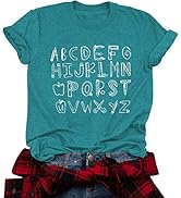 Back to School Teacher Shirt Women Teaching Tshirt Alphabet Graphic Tee Tops Kindergarten Teacher...