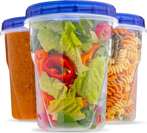 Plastic Food Deli Containers with Twist Top Lids - 3 Pack