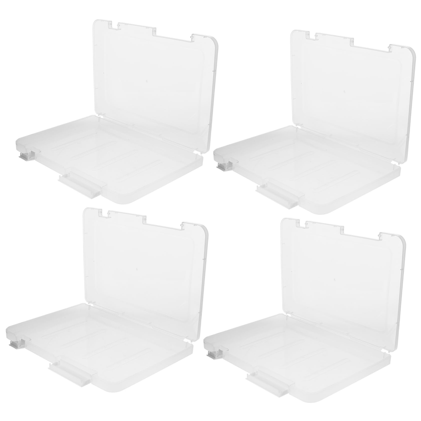 Caja Organizadora de Plástico Blanco para Almacenamiento de Documentos A4 Tapa, Capacidad Grande y Diseño Portátil para Oficina y Escuela, Pack de 4 Unidades