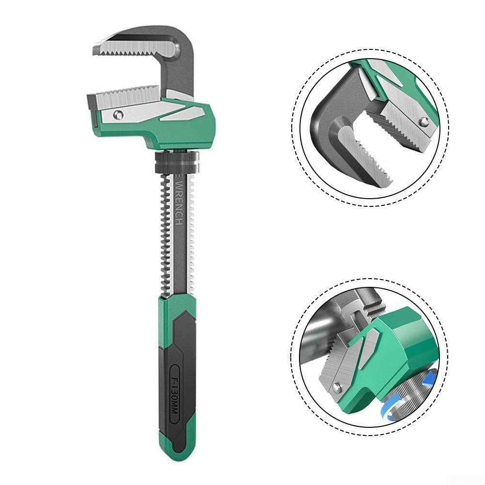 Llave de tubo tipo F, herramienta de fontanero multifuncional en ángulo recto con mandíbula dentada para válvulas y tuberías de forma especial, acero (130 mm)