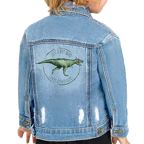 Loves Dinosaurs Toddler Denim Jacket - Present from Mom - Funny Dinosaur Clothing