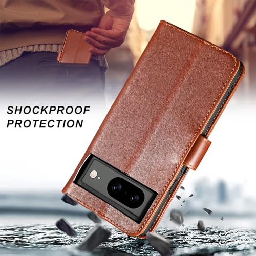 Étui Pixel 8 portefeuille marron pochette pratique pour sorties - 5