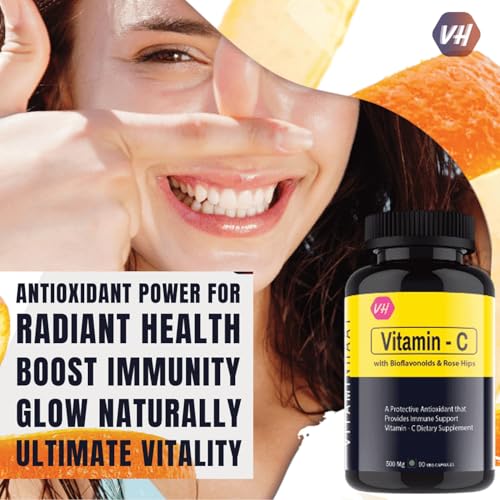 Image of Vitamin C Capsules for Immunity & Antioxidant Support by VitaminHaat (Vitamin C with Bioflavonoids-90 Caps)