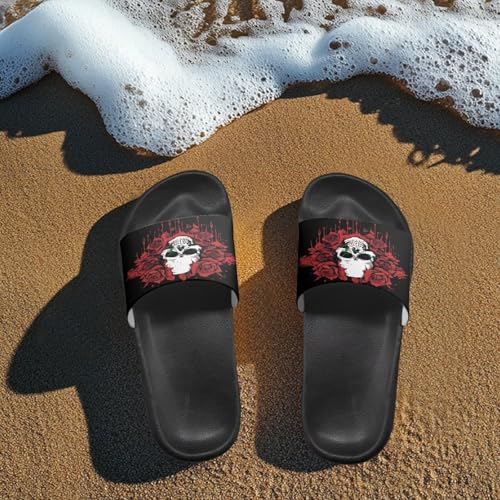 Skull Sandals Women Non-Slip Single Band Slide Sandals Non-Slip Soft Sole Flat Slippers For Indoor Outdoor4