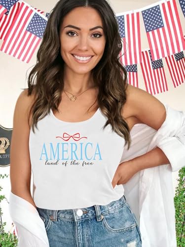 Image of Ithalt Womens American Flag Shirts 4th of July Outfits USA T-Shirt Patriotic Tank Shirt Fourth of July Sleeveless Tops
