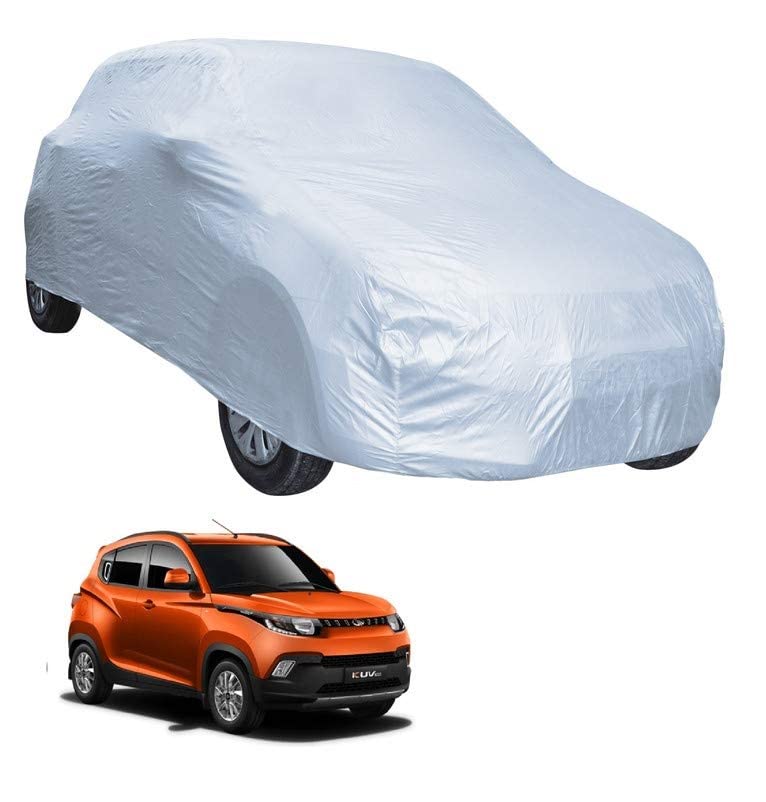 Image of Auto Hub Car Cover Compatible with Mahindra KUV100 with Weather Proof, Triple Stitched, KUV100 Car Cover- Plain Silver