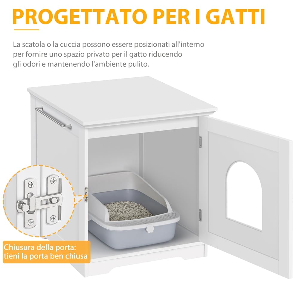 Yaheetech Casetta per Gatti Cuccia per Animali Domestici in Legno da Giardino Cuccia per Gatto Mobile Lettiera Multiuso Armadietto Nido per Gatti Cani 48,5 x 51 x 51,5 cm
