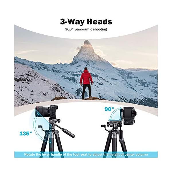 Kamera Stativ 170cm Erweiterbarer Camera stativ,universal stativ für die Kamera aus Aluminium Tragfähigkeit 10KG… – Bild 3