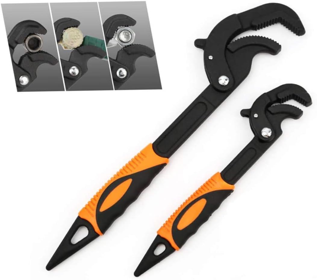LLPGETRR パイプレンチ ウォーターポンププライヤー ワイドジョー容量 調節可能な配管グリップ パイプレンチ 2個