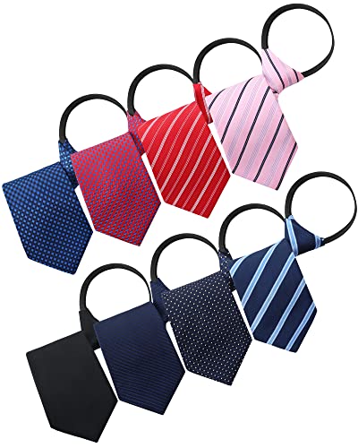 Cravate pré-nouée réglable aspect soie au fini satiné pour homme lot de 8
