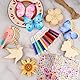 57 Stück Bastelsets für Kinder, Bastelset Kinder, Basteln Kindergeburtstag ,Schmetterling Blume Vogel Holzanhänger zum Bemalen mit Aquarellstift & Edelsteinaufkleber für DIY Basteln Mädchen Jungen