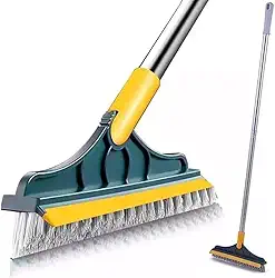 Vassoura Escova Rodo 2 em 1 Angular – Cerdas Flexíveis, Rodo de Silicone, Ideal para Azulejo, Piso, Banheiro | Limpeza Prática