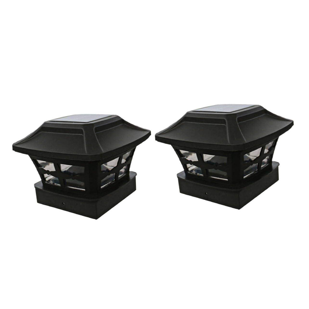 IWOWHERO 2pcs Solar Outdoor Post Lamp Led Garden Lights Easy Install Weatherproof Perfect for Fence Pathway