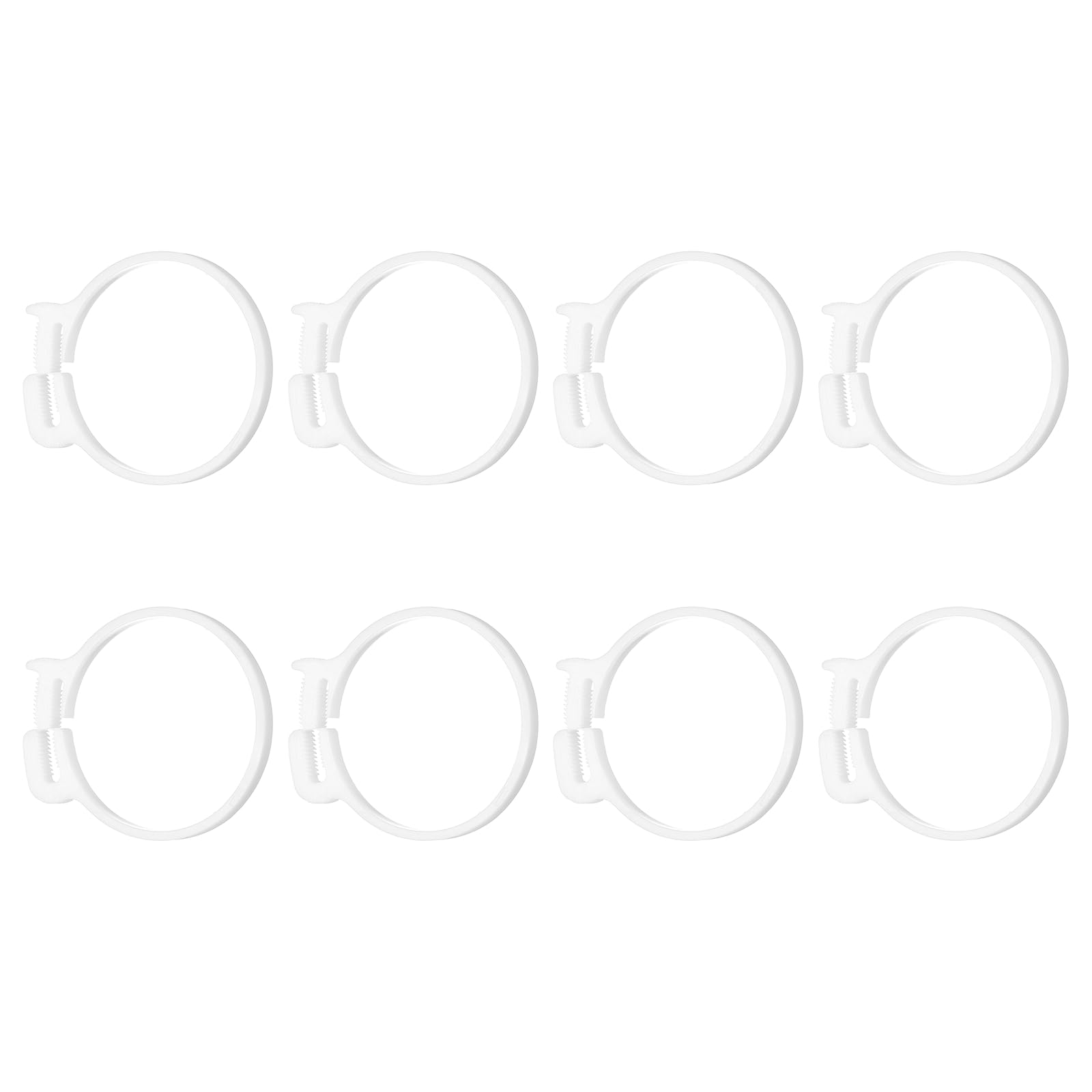 sourcing map 8pcs Double Snap Grip 68.5-74mm Heavy Duty Plastic Hose Clamps Ratcheting Adjustable Clamps Kit for Plumbing Automotive Fuel Line, White — image 1