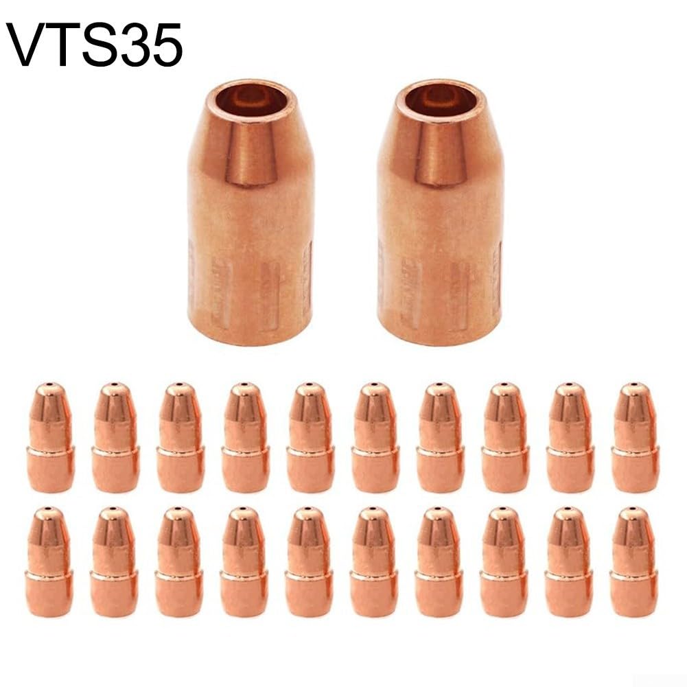 Confezione da 22 pezzi di materiali di consumo per saldatura in rame per sostituzione punte Vts30 più ugelli Vns50f per torce Mig standard in impostazioni di produzione (VTS35)