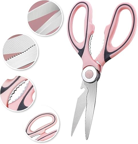 Miniatura 3 de Tijeras de cocina, tijeras de cocina multiusos de acero inoxidable, afiladas, juego de 2 tijeras de cocina resistentes, tijeras de cocina para