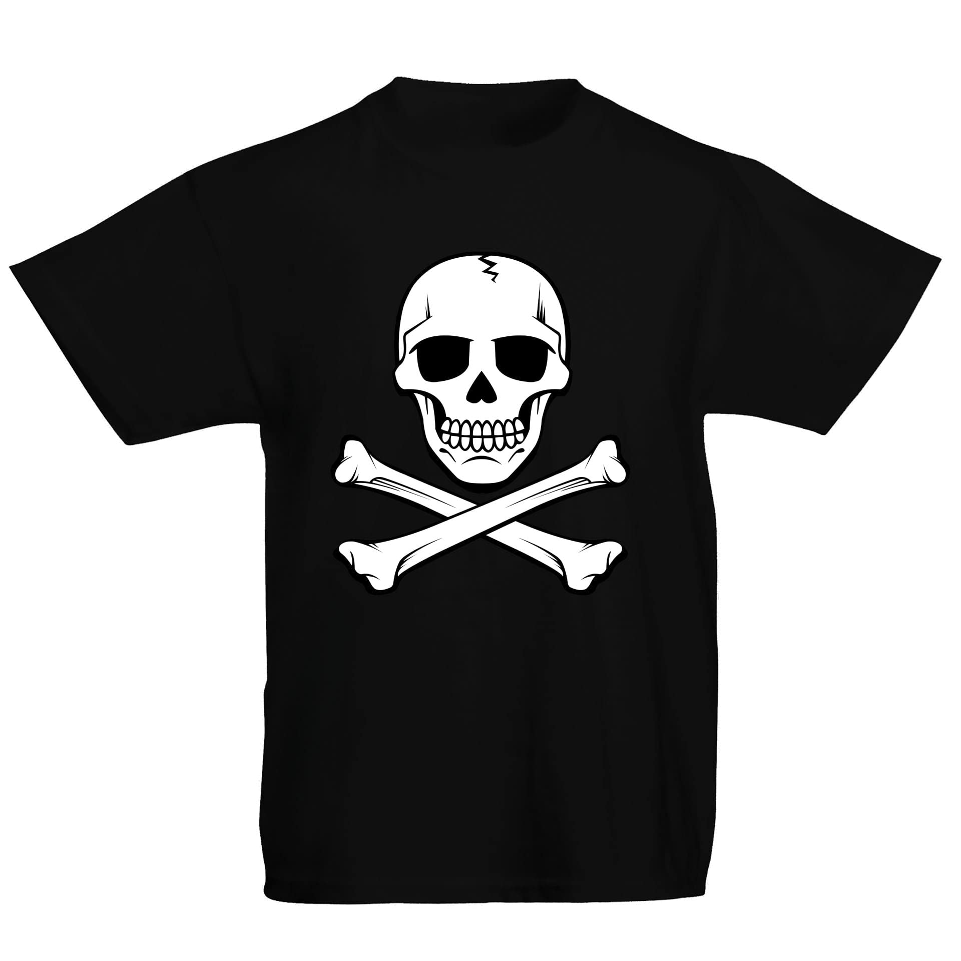 Flip Girls Black Youth Kids Childrens Skull And Crossbones Pirate T-Shirt 9-11 Years (L)