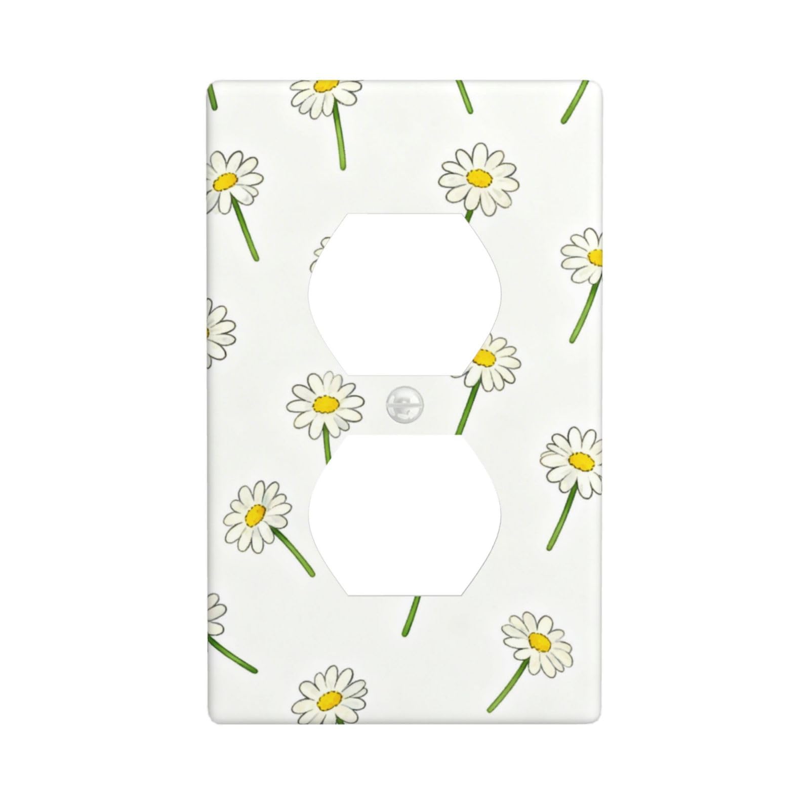 Daisy Seamless Repeat Decorative Switch Plate Cover-Unbreakable Polycarbonate Wall Plate for Home Office, 1 Gang with Screws