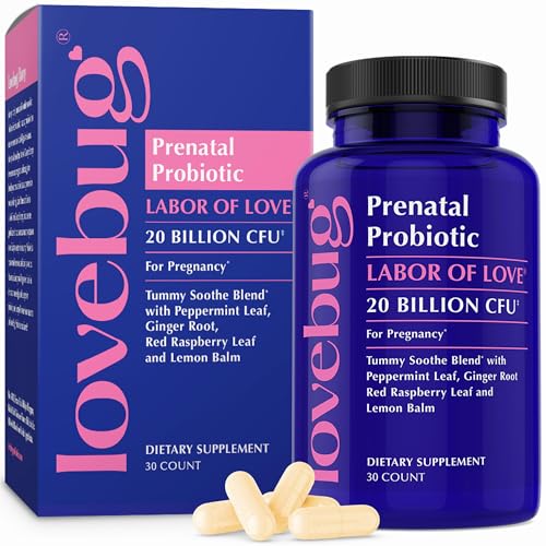 LOVEBUG Prenatal Probiotic | Helps with Morning Sickness, Nausea, Heartburn & Digestion | Helps Baby...