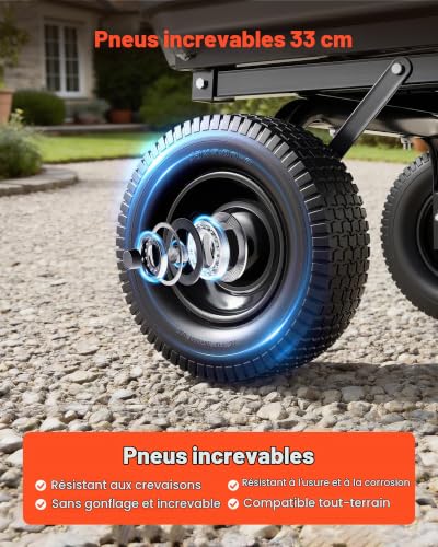 VEVOR Chariot de Jardin Basculant Chariot à Benne PP Max. 544 kg Poignée 2 en 1 - vue 4