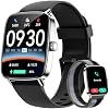 Smart Watch para Mujer Hombre, 1.85" HD AMOLED Monitor de Fitness (Hacer/Recibir Llamadas) con Frecuencia Cardíaca 24/7/Sueño/SpO2 para iPhone y Android, 120+ Modos Deportivos Smartwatch con IP68 Resistente al Agua, 2 Correas 2