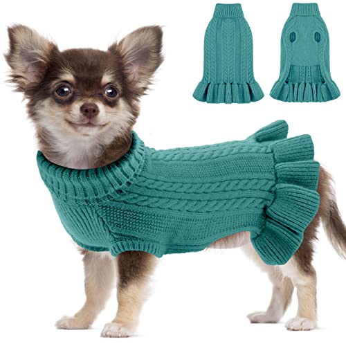 Suéter clásico de punto extra grande para perro, ropa de forro polar grueso transpirable para mascotas, trajes de suéter verde de Navidad, verde pavo real, XL Cover