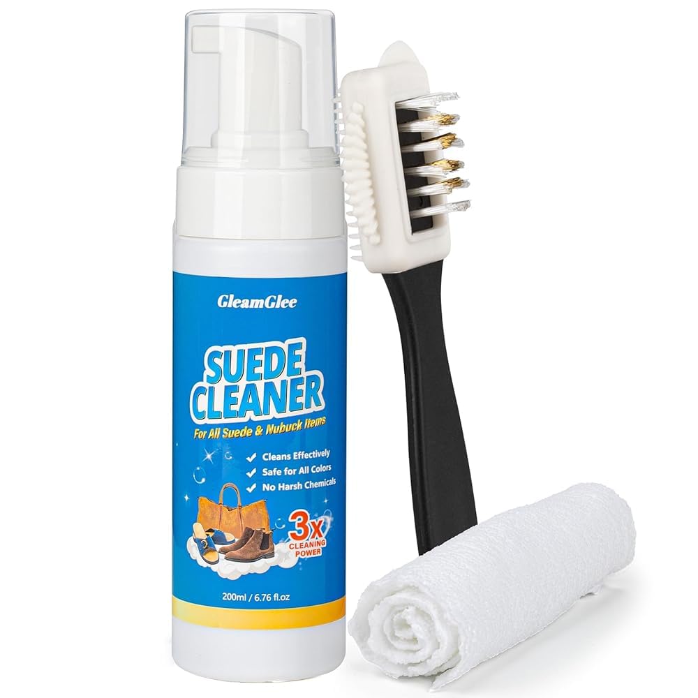 Suede Cleaner Kit – 6.76 Oz Suede & Nubuck Shoe Cleaner with Brush & Towel – Cleans & Restores Shoes, Boots, Jackets, Bags, Purses & More