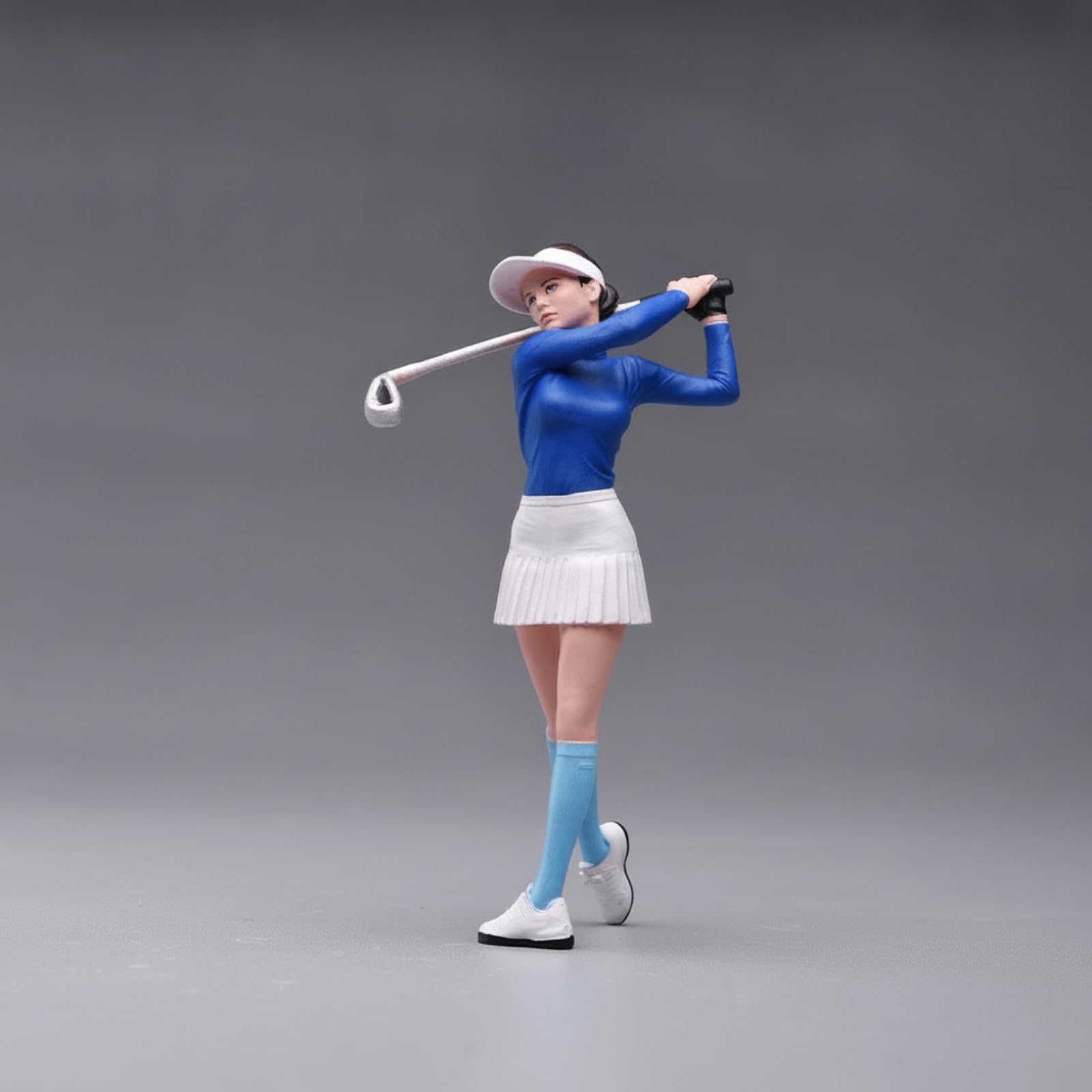 Almencla Figura Resina Pintada a Mano Golfista en Swing Tallada Miniatura Coleccionable Golfista a Escala 1/24 Tallado Figura Golfista Golf