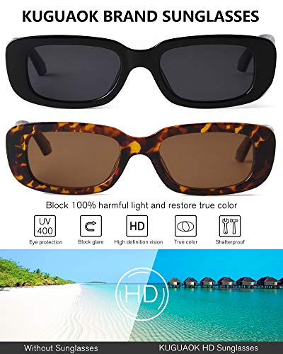 Kuguaok Retro Rectangle Sunglasses Women And Men Vintage Small Square Sun Glasses Uv Protection Glasse #TOP2