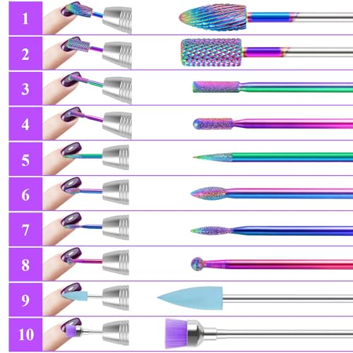 Kreni Nail Drill Bits 10Pcs Set Made of Tungsten Carbide Professional Remove Gel Acrylic Cuticle Nail File Bit Tools for Manicure Pedicure Home Salon Use Great Gift for Women... - Image 3