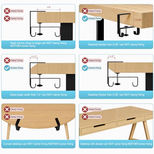 Image of No-Drill Under Standing Desk Cable Management,31.5 inch L,Black | Upgraded 0.25 inch Heavy-Duty Felt Cable Organizer,Desk Wire Management Tray with Clamp or Screw Mount, for Home Or Office