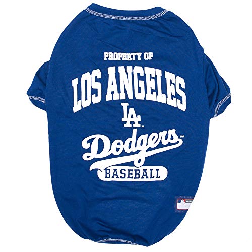 MLB LA Dodgers Dog T-Shirt, Large. - Licensed Shirt for Pets Team Colored with Team Logos. - Premium Stretchable Materials for The Comfort of Your Dog & cat.