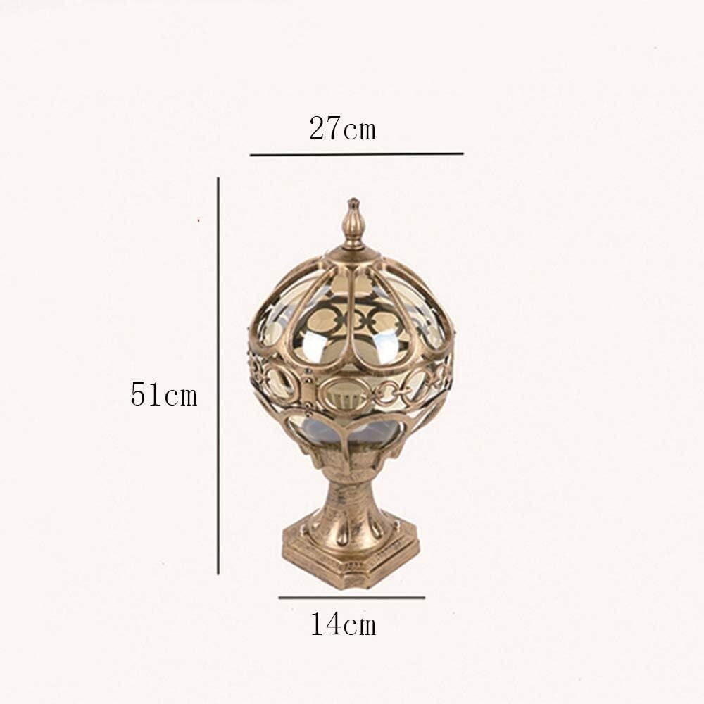 Lámpara Poste Pilar De Luz Globo para Exteriores, para Jardín, Villa, Columna Aluminio, Poste Vidrio, Paisaje para Patio Exterior Jardín(Bronze,27 * 51 * 14 cm)