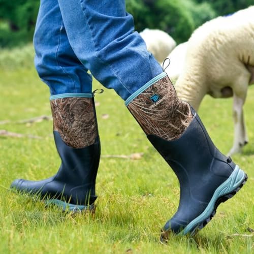 Image of Trudave Rubber Boots for Women with Steel Shank, Waterproof Insulated Mud Rain Boots, 6mm Neoprene Anti-slip Outdoor Work Boots, Size 6-11