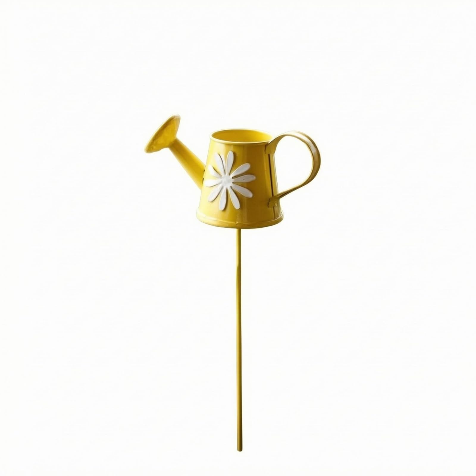 Miniature Iron Watering Can Stake Curved Handle Mini Watering Can Decor Short Spout Flower Pattern Garden Stake Compact Size for Tabletop Micro-Landscape, Potted Plant, Yellow-image-45