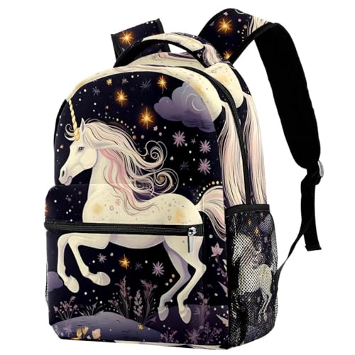Sac à dos de voyage pour enfants avec motif licorne et porte-bouteille