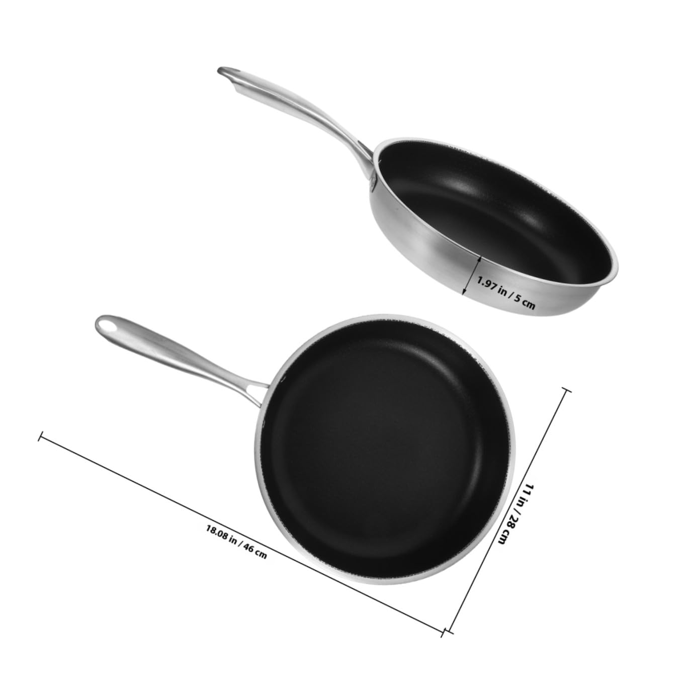 ULTECHNOVO Padella in Acciaio Inox Nido Ape Nera per Uovo e Bistecca | Struttura Honeycomb, Impugnatura Ergonomica e Leggera, Uso Domestico, Riduce Consumo D'olio