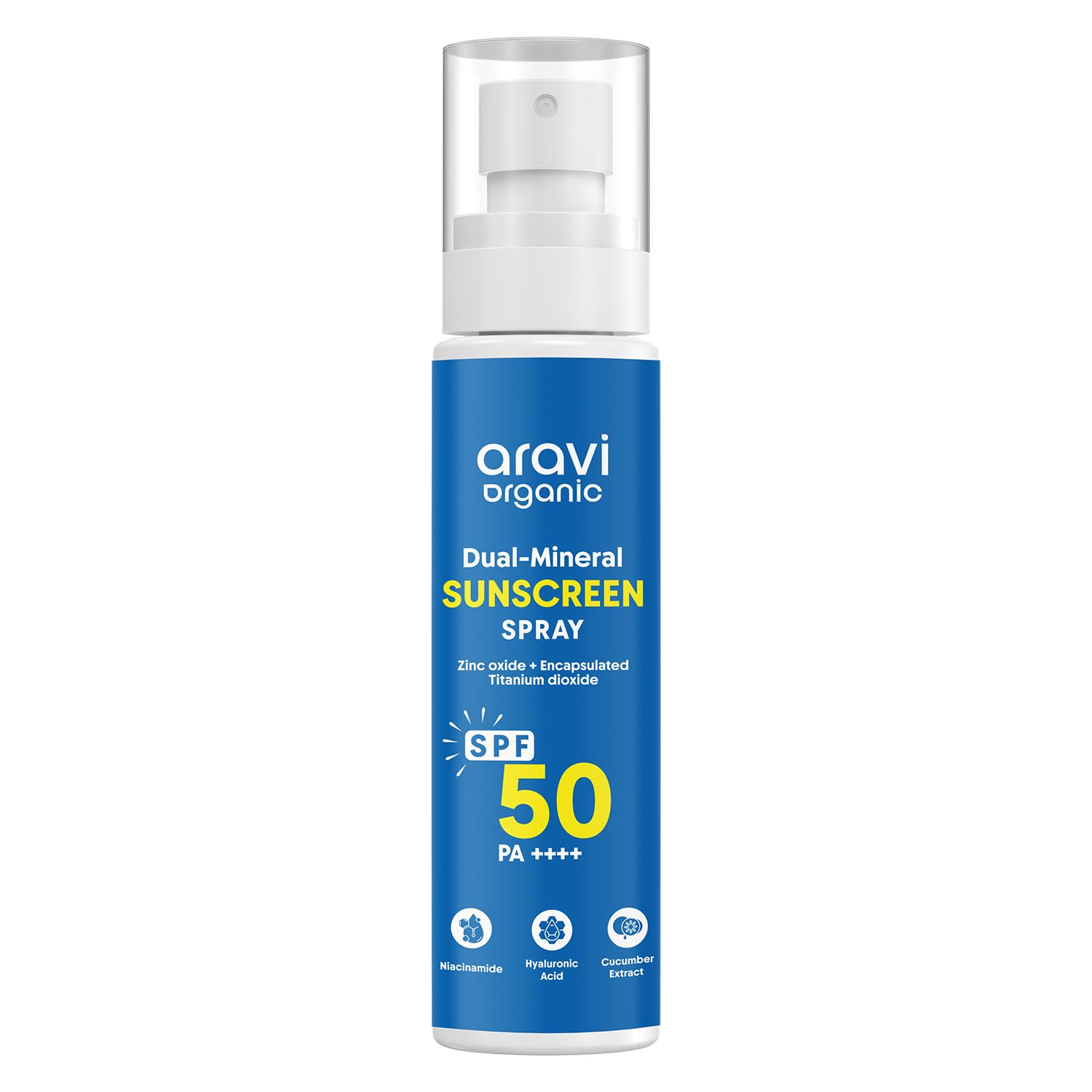 Aravi Organic Dual Mineral Sunscreen Spray SPF 50 In-VivoTested Broad Spectrum Protection Fast Absorbing Lightweight Face and Body