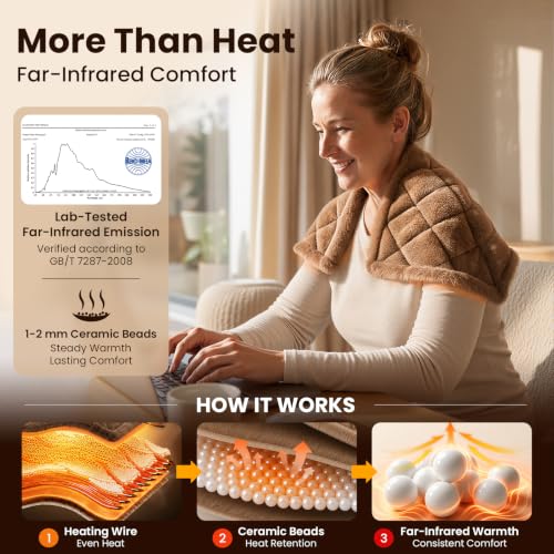Image of BOB AND BRAD TheraHeat 2.4lb Weighted Heating Pad with Far Infrared | Large 12 inchx24 inch Electric Heated Wrap with Hands-Free Strap, 6 Heat Levels, Auto-Off, ETL Certified, FSA-HSA Eligible Gifts