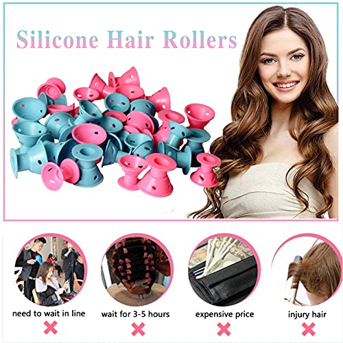 image for 40 Pcs Magic Hair Rollers, Smilco Silicone Hair Curlers Set Including 
