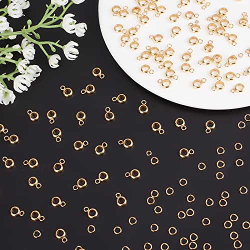 CREATCABIN 100Pcs 18K Gold Plated Column Bail Beads Stainless Steel Hanger Links Tube Hanger Connector Links with Brass Jump Ring for DIY Bracelet Pendant Dangle Necklace Jewelry Making Craft Supplies - Image 4