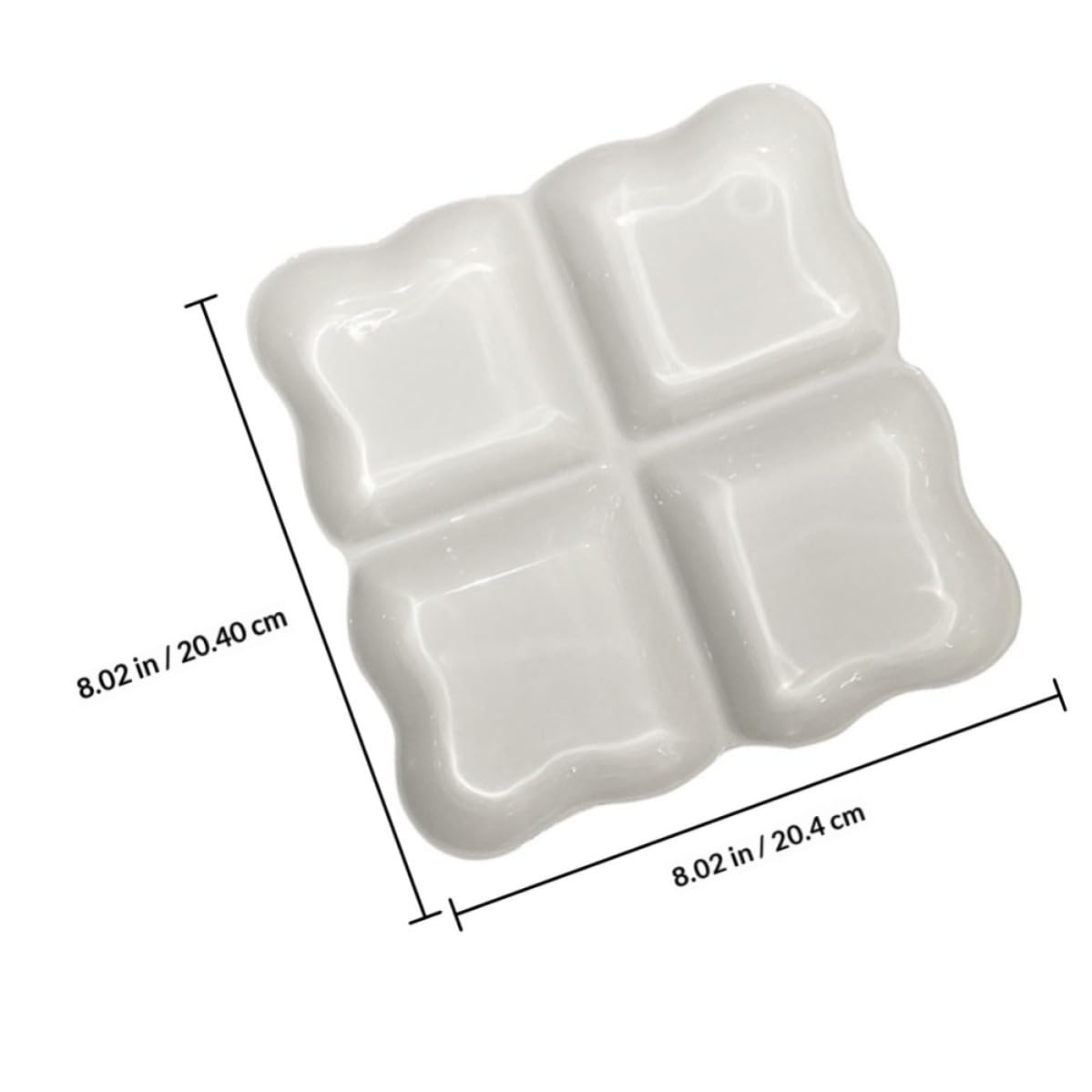 Zerodeko Vassoio in Ceramica Bianco 4 Scomparti per Snack e Frutta, Design Creativo e Aspetto Elegante per Feste di Compleanno e Riunioni Festive Riutilizzabile